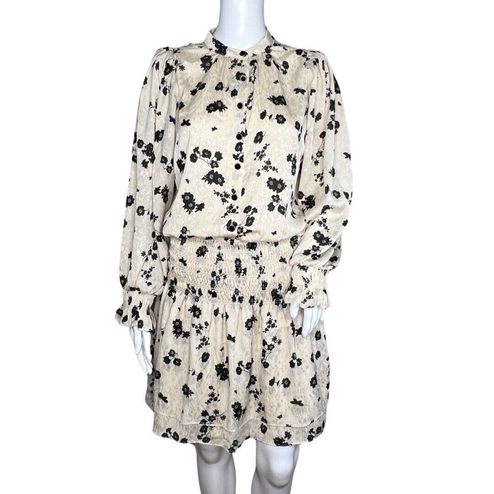 Heartloom Dress‎ Womens Medium Cream Black Floral Joey Blouson Party Cocktails